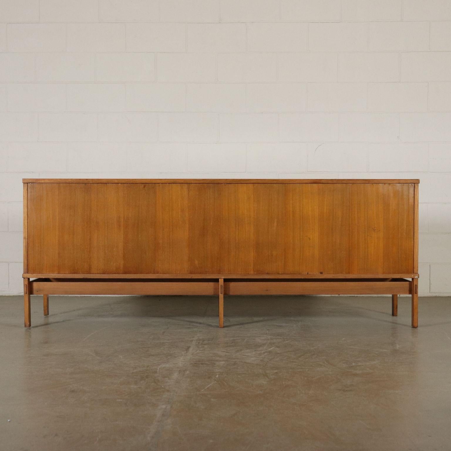 Sideboard with Sliding Doors Exotic Wood Veneer Brass, Italy, 1960s 7