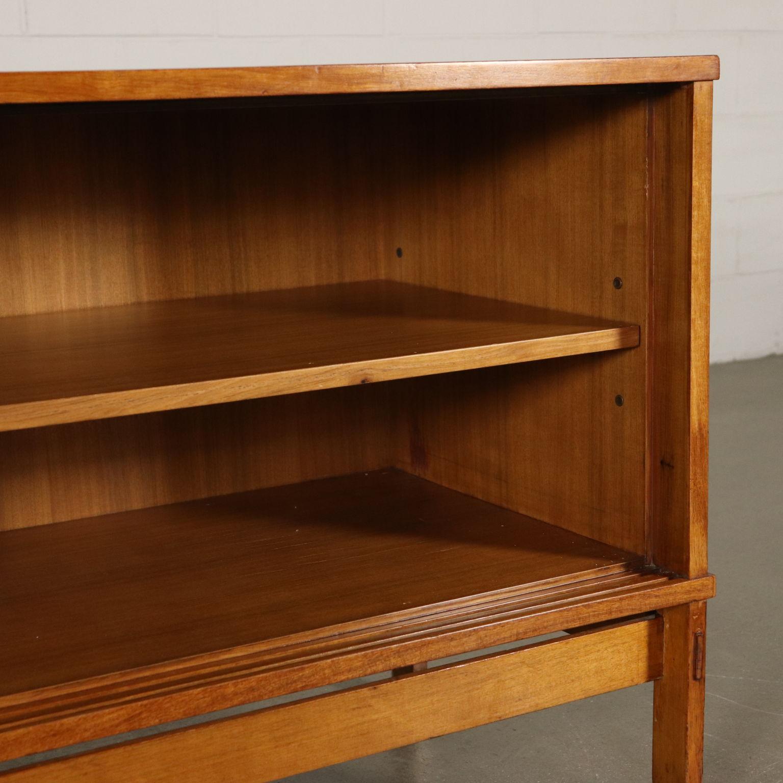 Sideboard with Sliding Doors Exotic Wood Veneer Brass, Italy, 1960s In Good Condition In Milano, IT