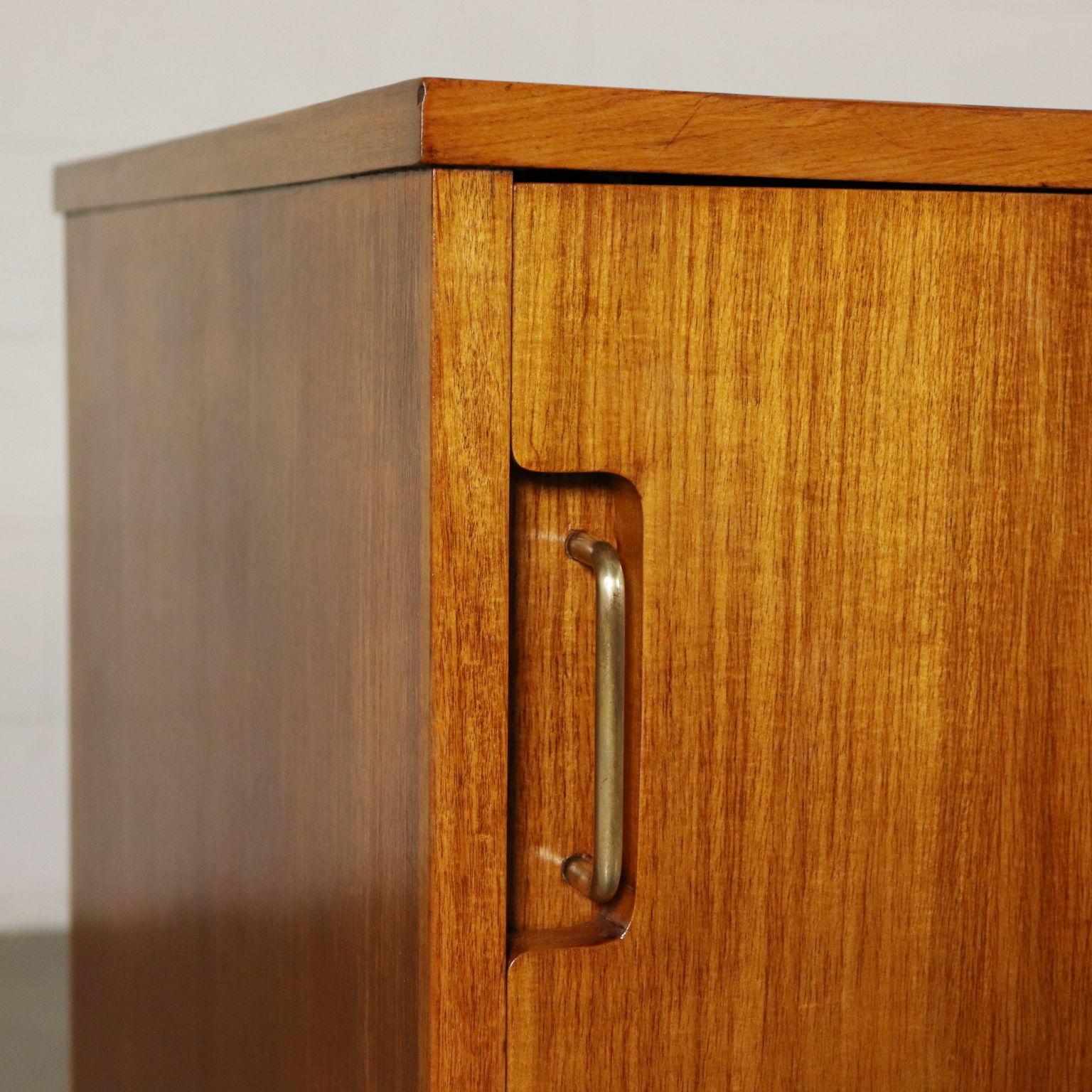 Sideboard with Sliding Doors Exotic Wood Veneer Brass, Italy, 1960s 1