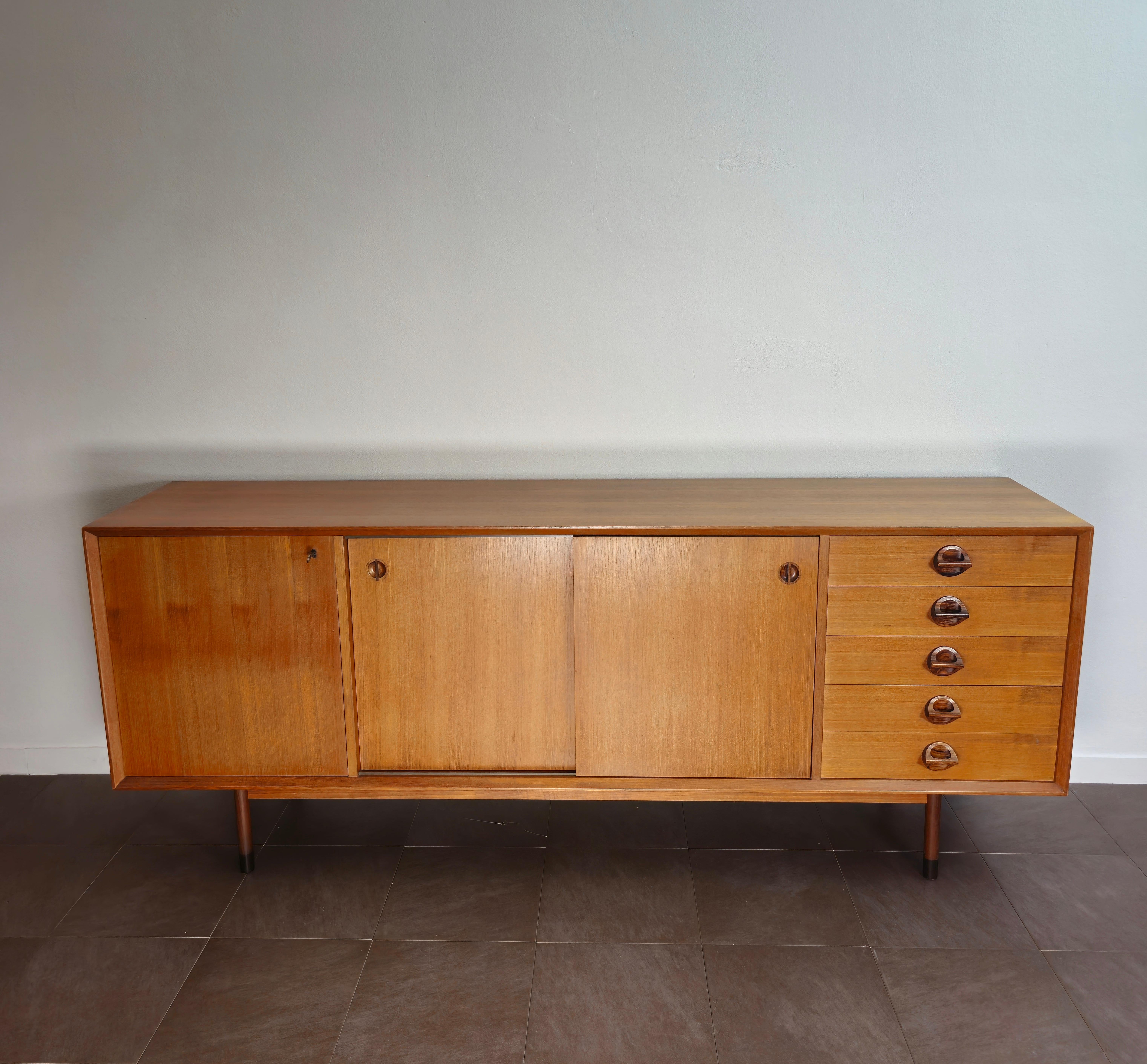 Wood Sideboard Wook Teak Faram Model Monika Midcentury Modern Italian Design 1960s For Sale