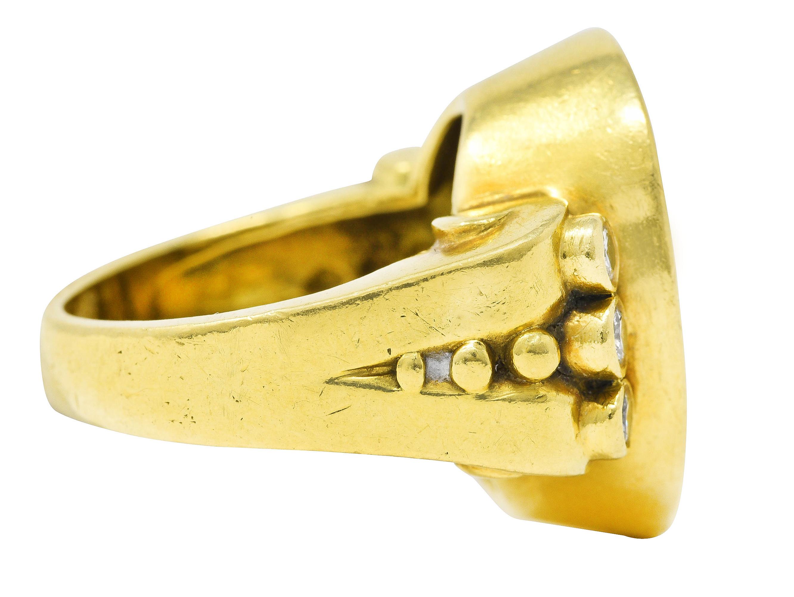 Contemporary Sidengang Neoclassical Diamond 18 Karat Yellow Gold Greek Muse Signet Ring