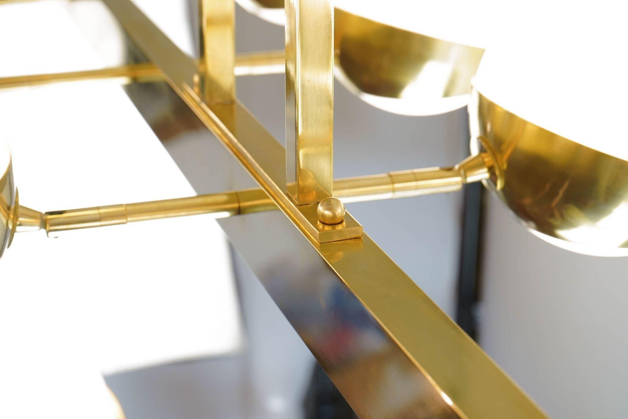 Siderale 10 lights Brass and Lattimo glass Chandelier, Silvio Piattelli Design For Sale 5