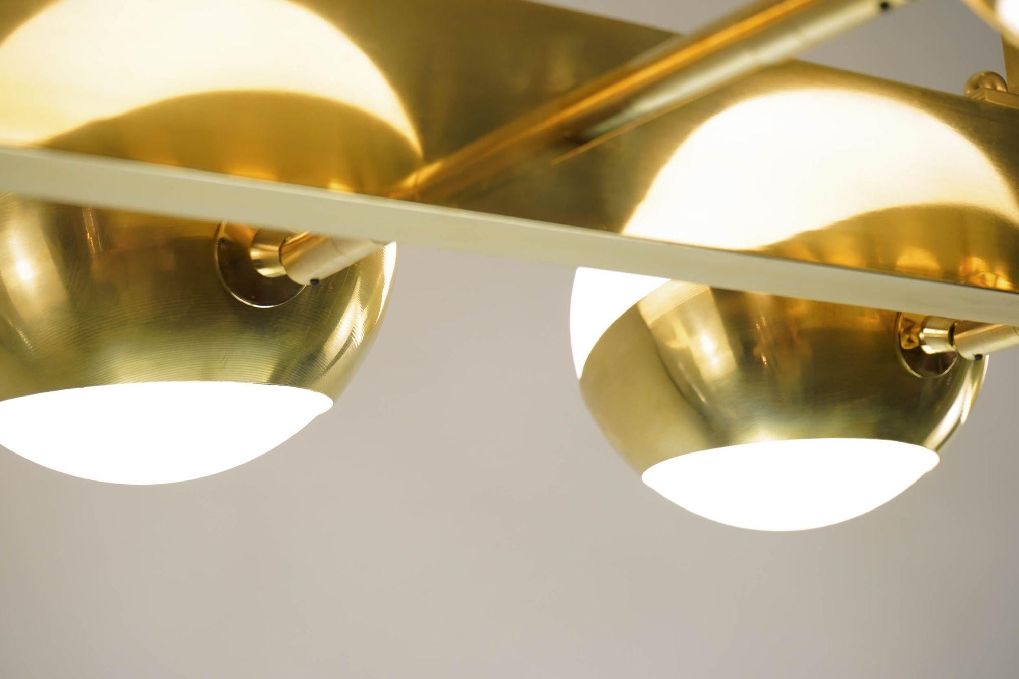 Siderale 10 lights Brass and Lattimo glass Chandelier, Silvio Piattelli Design For Sale 10