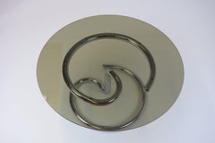 Sidetable by Paul Tuttle for Strässle Switzerland 1970s Tubular Base & Glass Top