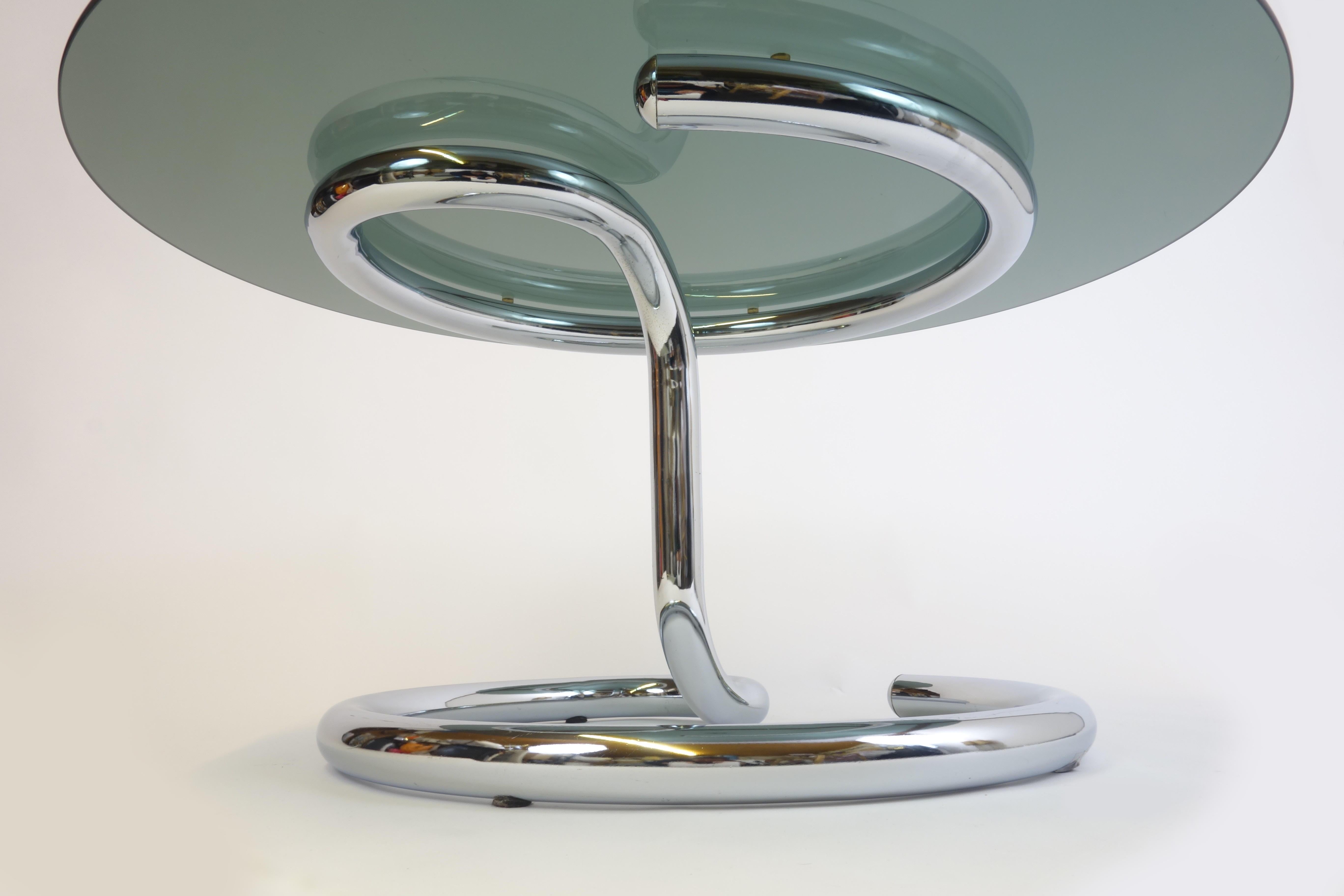 Swiss Sidetable by Paul Tuttle for Strässle Switzerland 1970s Tubular Base & Glass Top For Sale