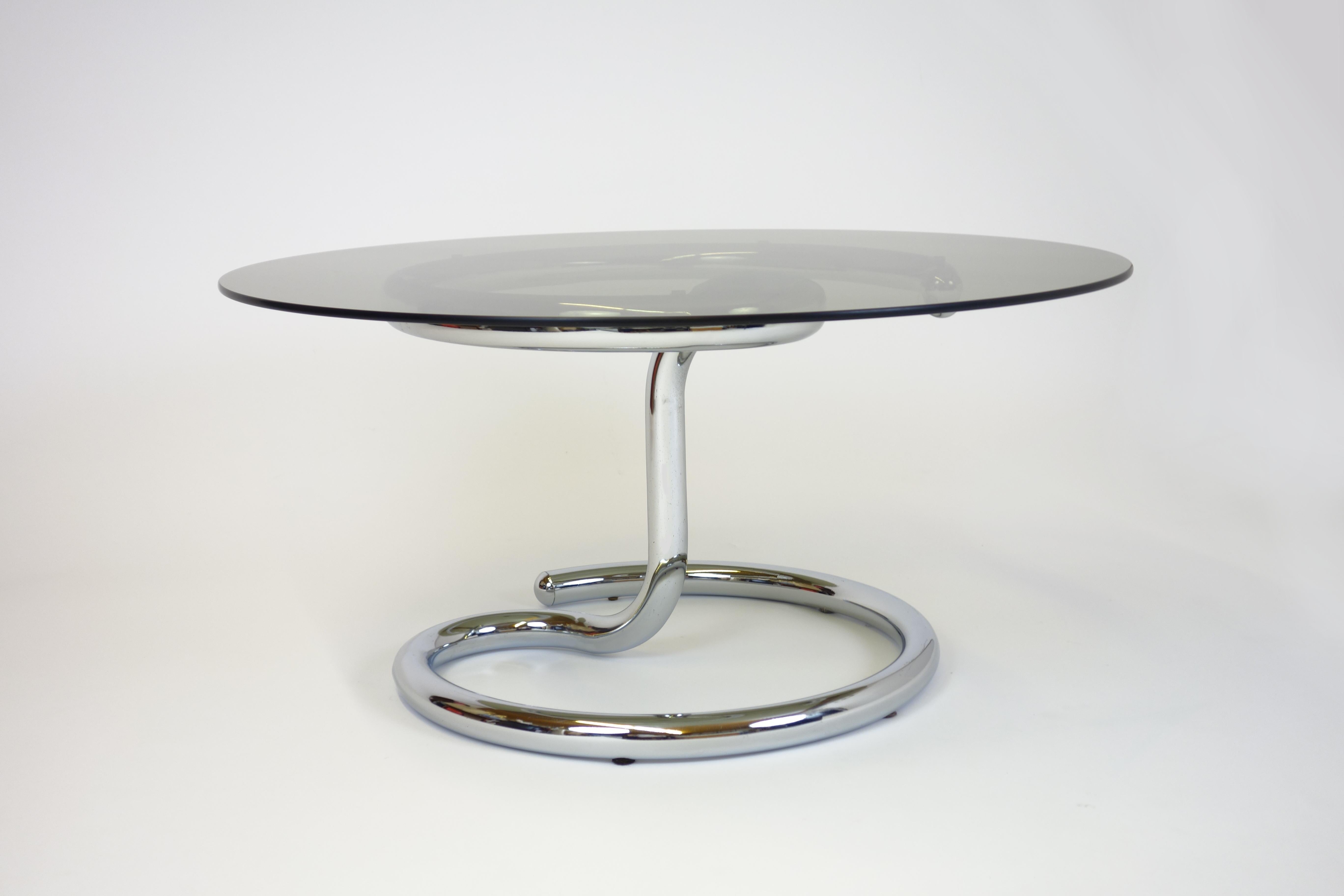 Late 20th Century Sidetable by Paul Tuttle for Strässle Switzerland 1970s Tubular Base & Glass Top For Sale