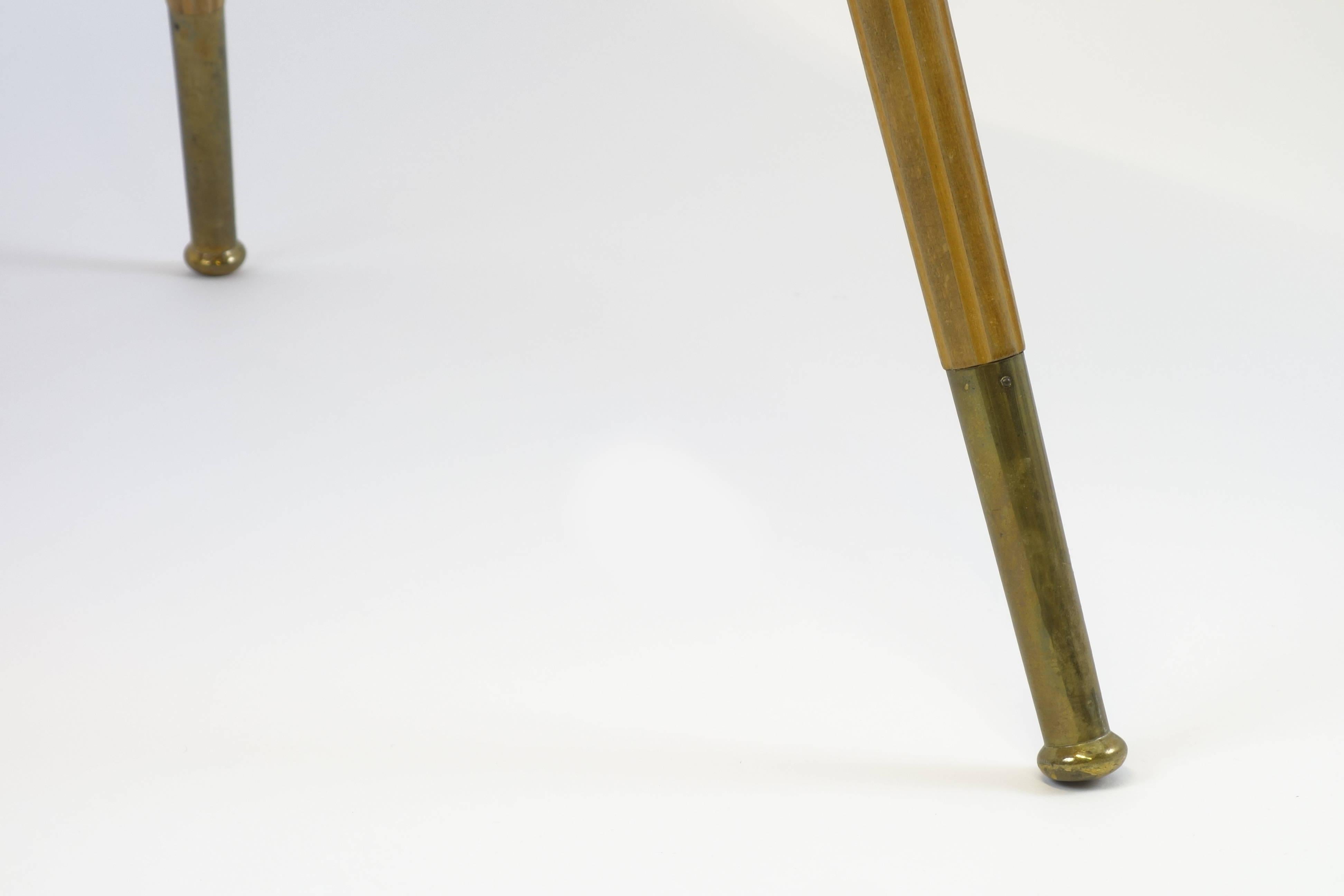 Mid-Century Modern Sidetable Midecentury Design with Maqueteries and Brass Legs, 1950s For Sale