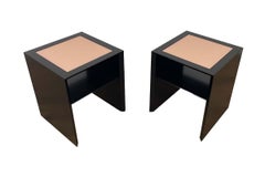 Sidetable "Tableau Sépia" Black with Colored Glass Top