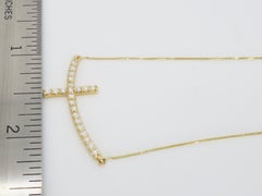 Sideways Diamond Cross Pendant Necklace