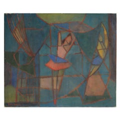 Sidnee Livingston (American, b. 1905 - d. 1995) "Abstract Ballerina" painting. 