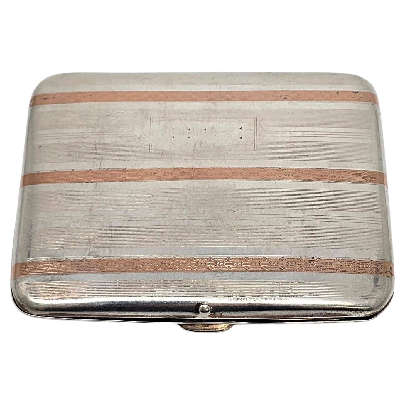Sidney Bigney Sterling Silber Roségold Streifen Zigarettenetui #19510