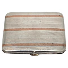 Sidney Bigney Sterling Silber Roségold Streifen Zigarettenetui #19510