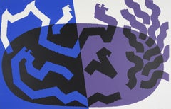 "Kitty Cat" - Litografia espressionista astratta su carta del 1979