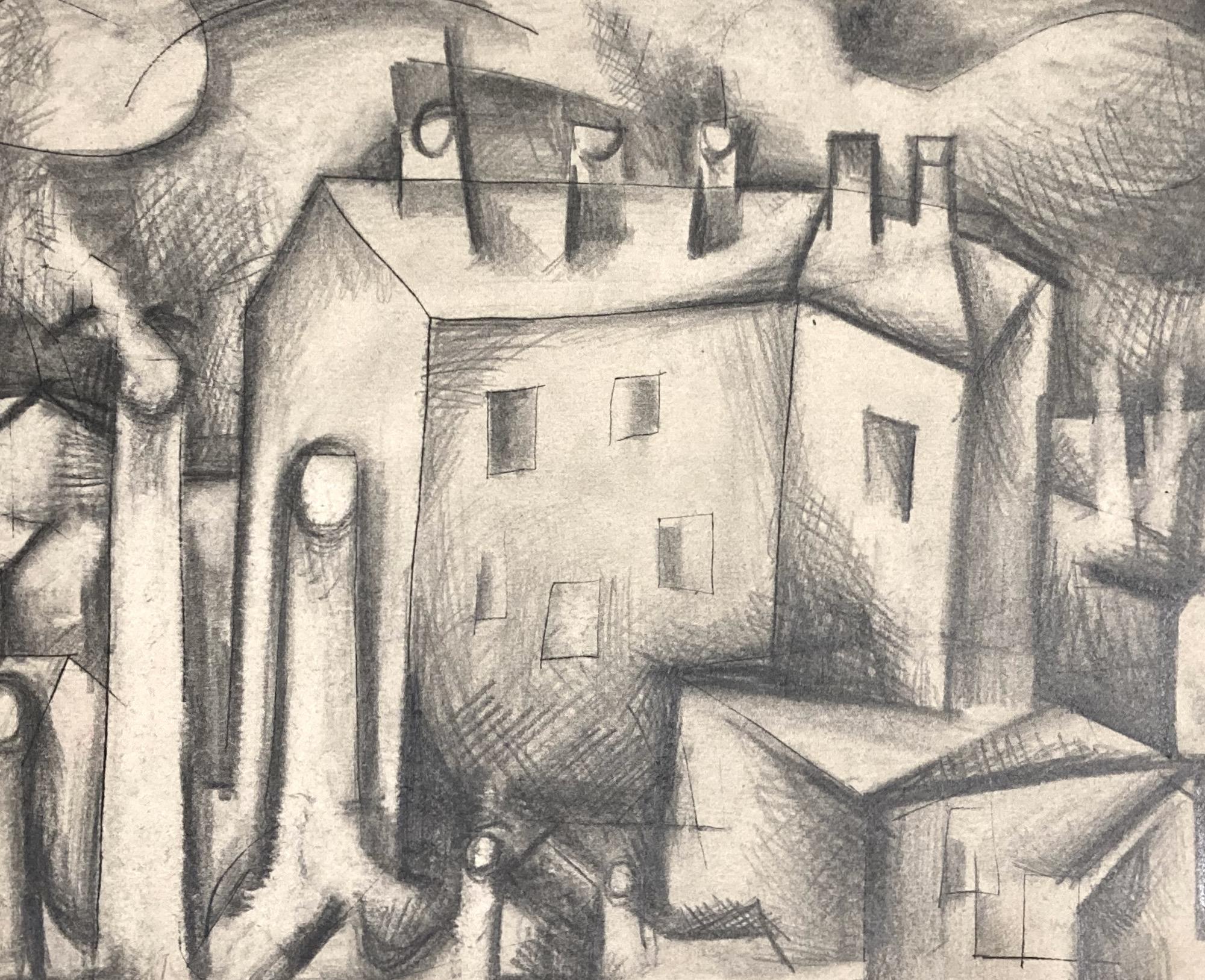 Sidney Chafetz, Pariser Landschaft, 1947, Bleistift über Kupferstich im Angebot 1