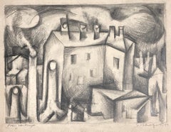 Sidney Chafetz, Pariser Landschaft, 1947, Bleistift über Kupferstich
