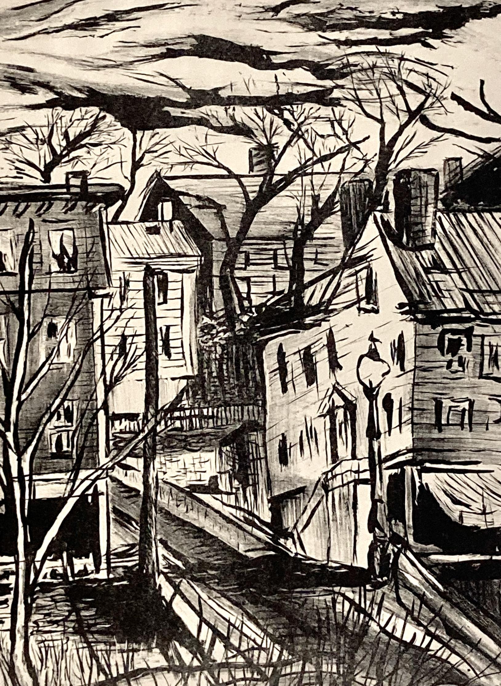 Sidney Chafetz, Paisaje de Providence, 1946, litografía en venta 2