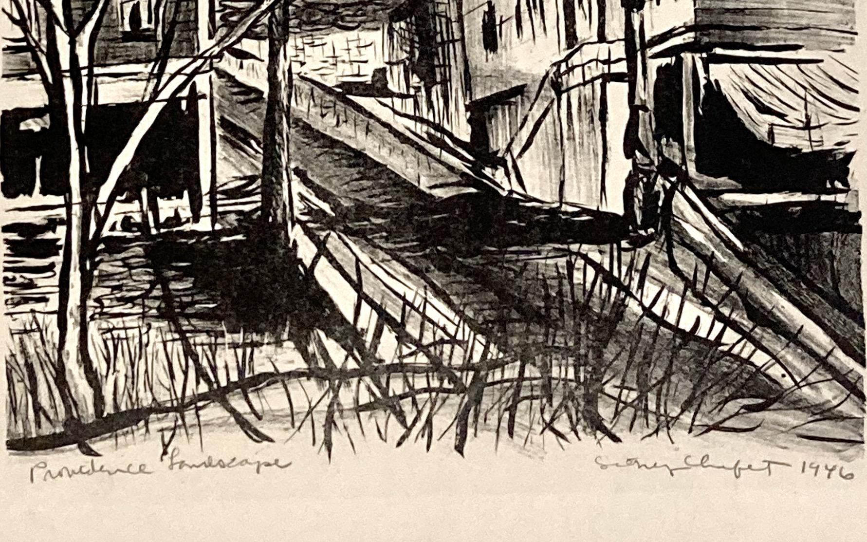 Sidney Chafetz, Paisaje de Providence, 1946, litografía en venta 4