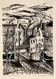 Sidney Chafetz, Paisaje de Providence, 1946, litografía