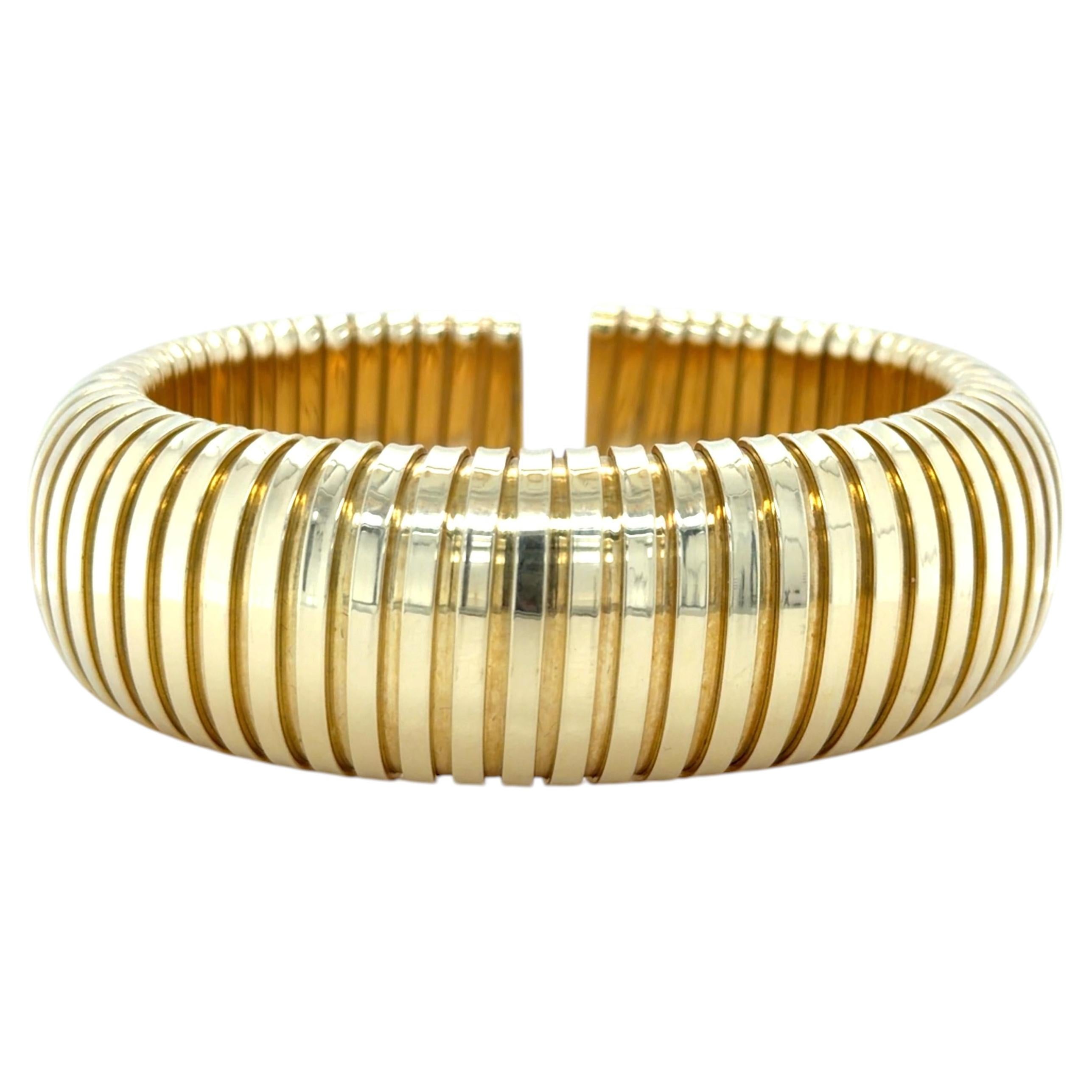 Sidney Garber, 18K Yellow Gold Tubogas Domed Cuff Bracelet