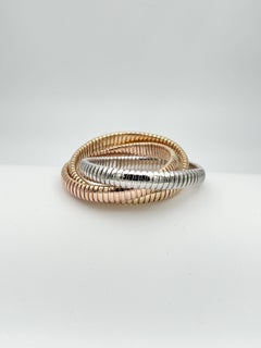Sidney Garber 18k Yellow, Rose and White Gold Rolling Bangle Bracelet