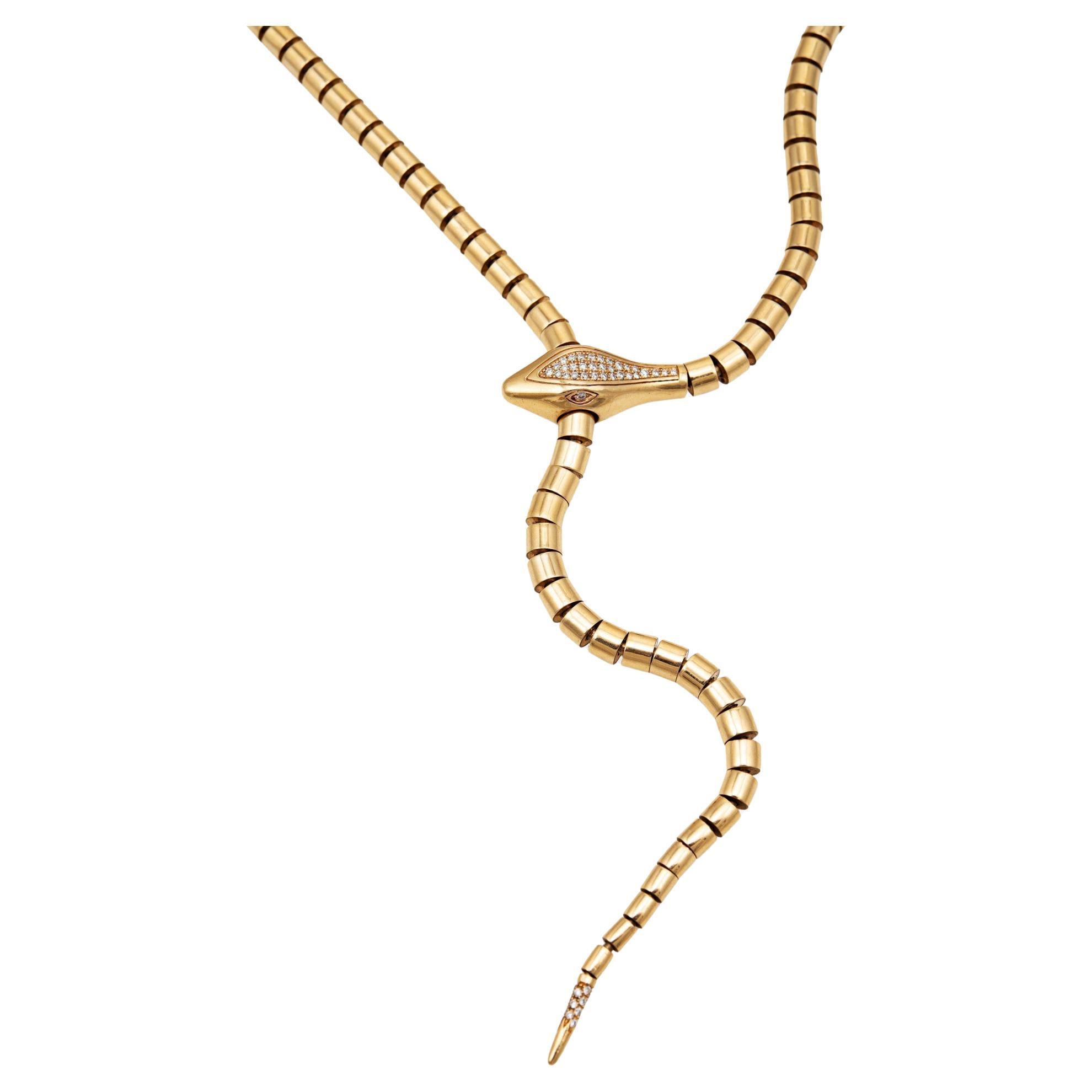Sidney Garber Snake Necklace Wrap Around Lariat 18k Yellow Gold Estate Jewelry  