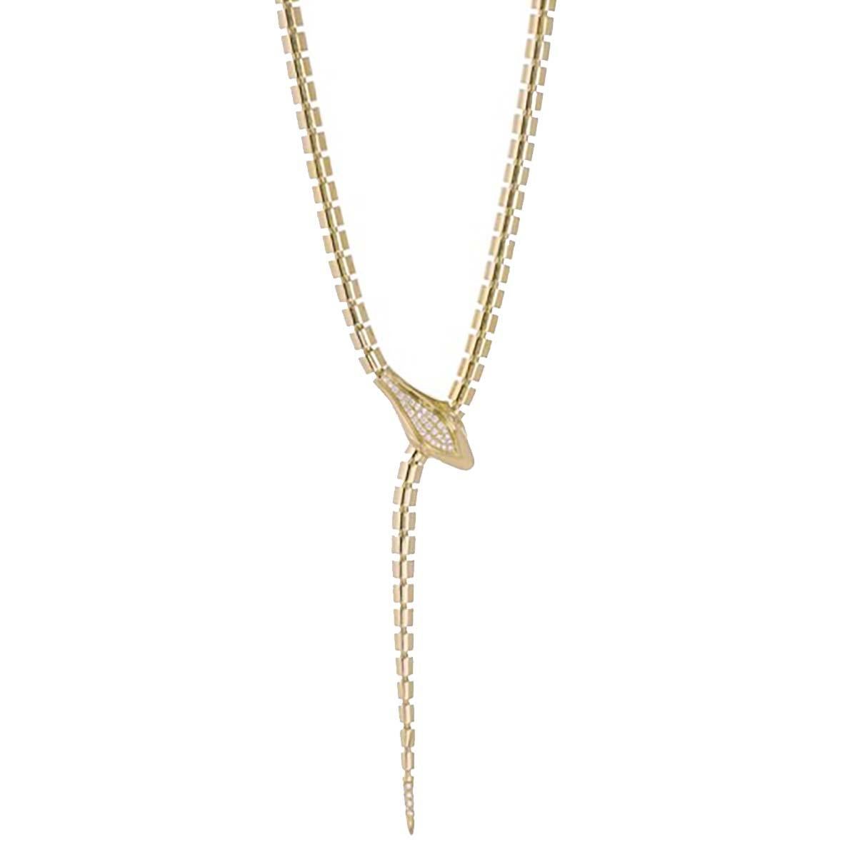 Contemporary Sidney Garber Wrap Around Snake Lariat with Diamonds Necklace