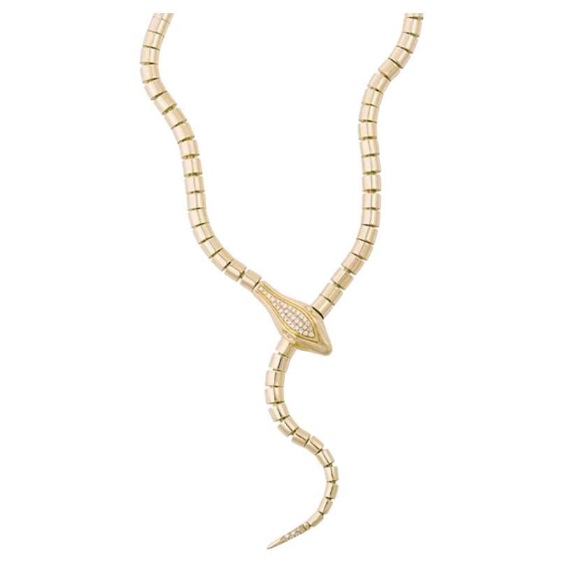 Sidney Garber Wrap Around Snake Lariat with Diamonds Necklace