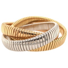 Sidney Garber Yellow, Rose and White Gold Rolling Bangle Bracelet