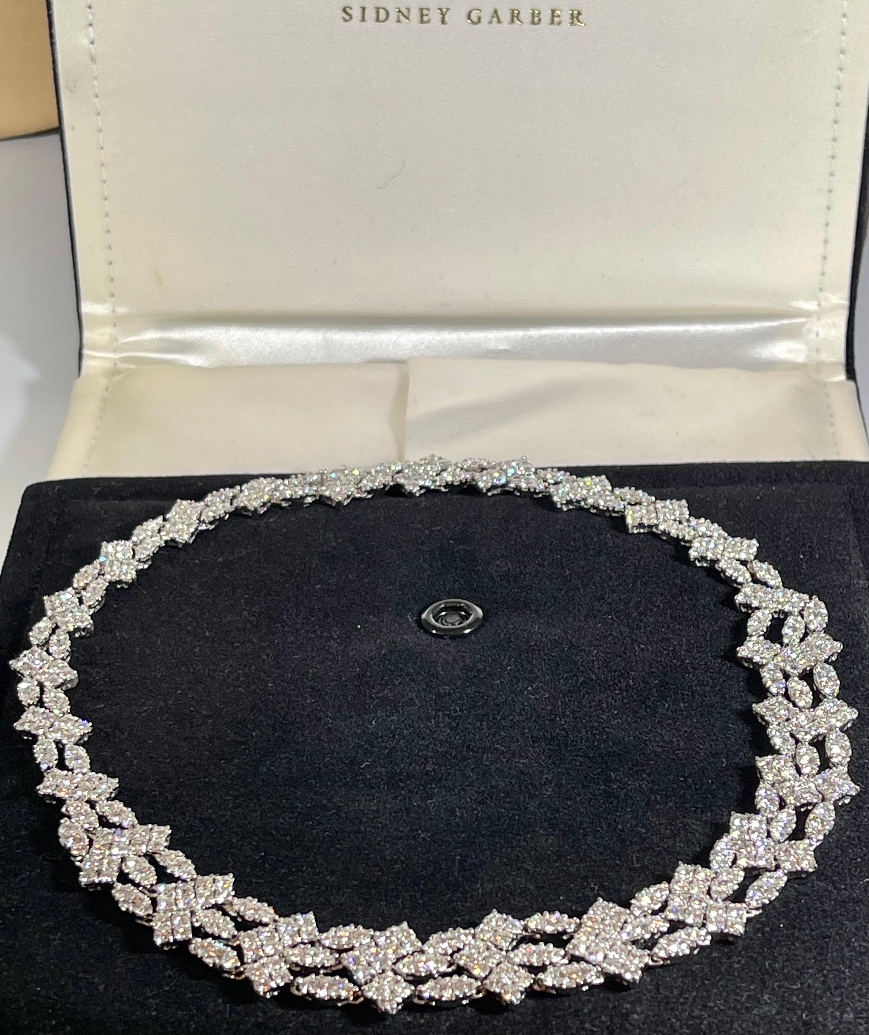 Sidney Garber's Vintage 35 Ct Diamond Bridal Necklace 18 Karat White Gold 60 Gm For Sale 2