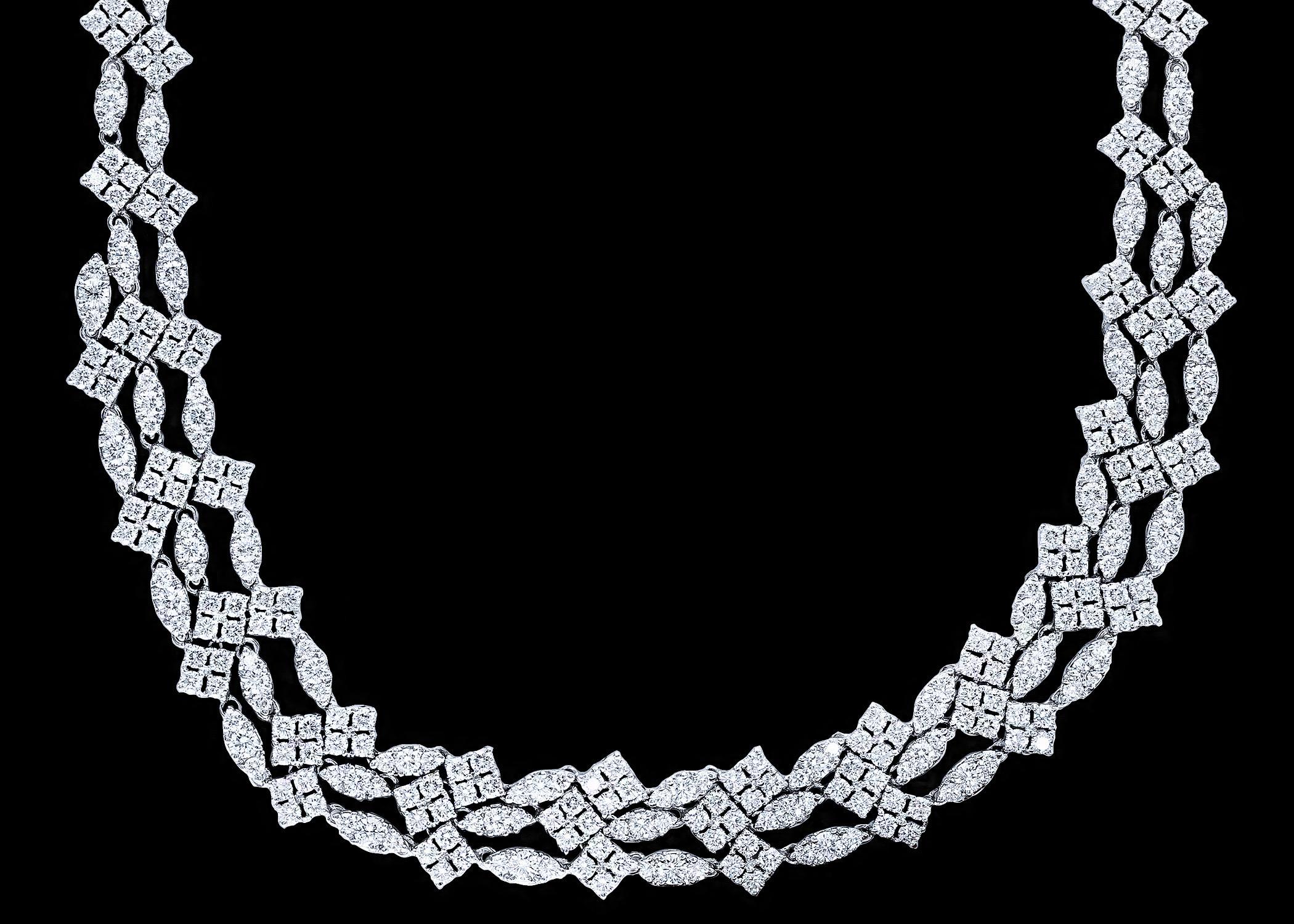 Sidney Garber's Vintage 35 Ct Diamond Bridal Necklace 18 Karat White Gold 60 Gm For Sale 8