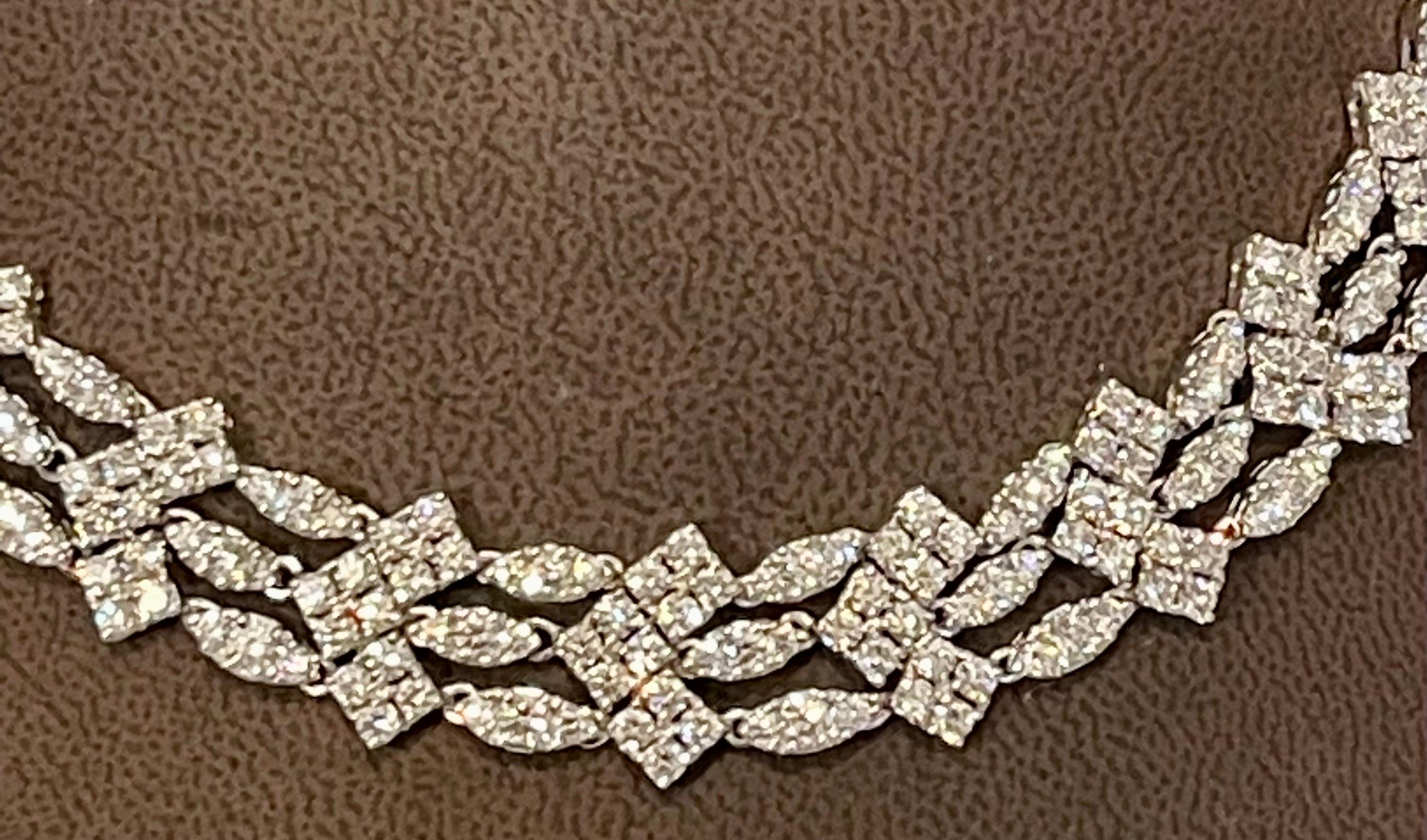 Round Cut Sidney Garber's Vintage 35 Ct Diamond Bridal Necklace 18 Karat White Gold 60 Gm For Sale