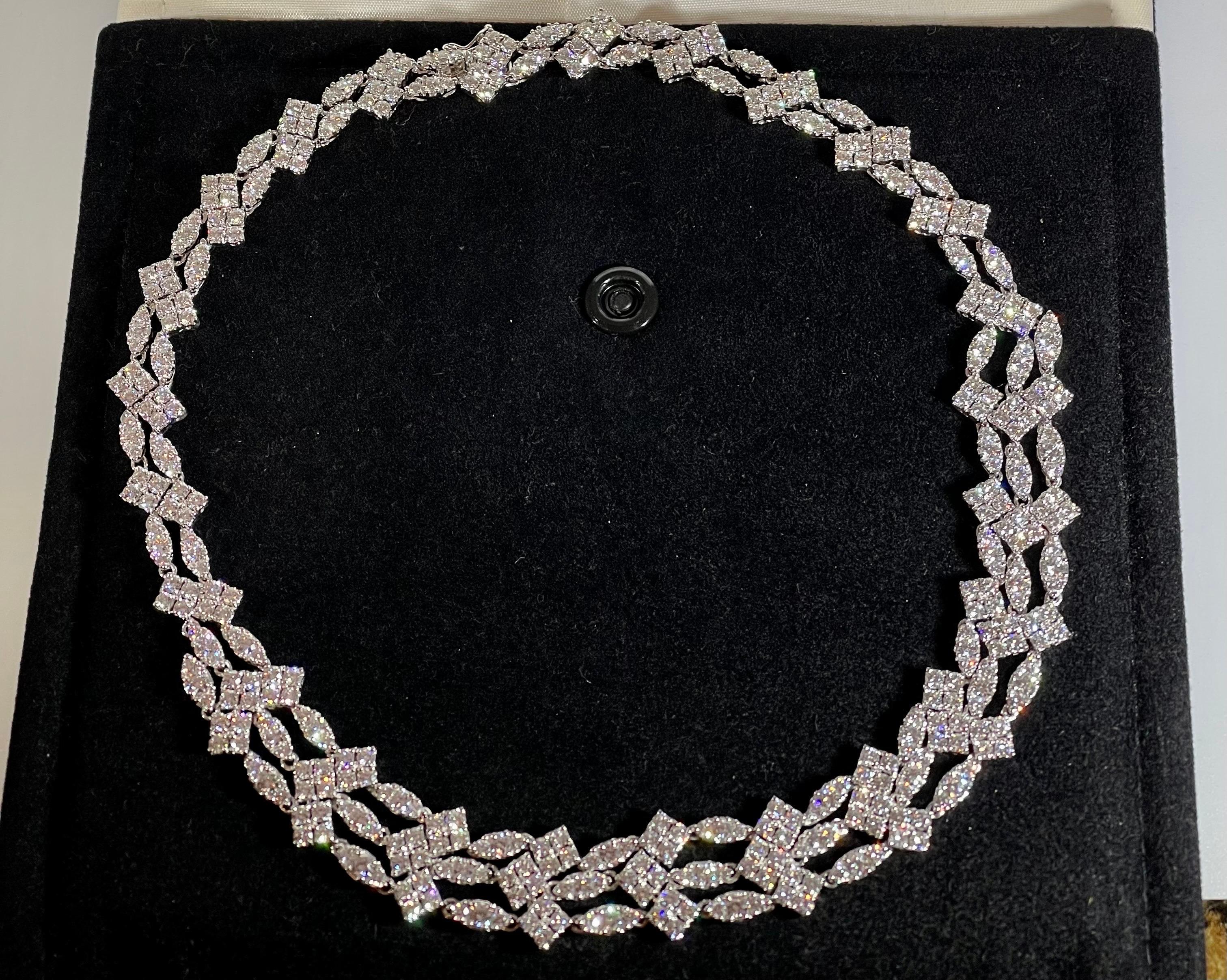 Sidney Garber's Vintage 35 Ct Diamond Bridal Necklace 18 Karat White Gold 60 Gm For Sale 1