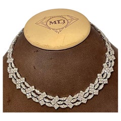 Sidney Garber's Retro 35 Ct Diamond Bridal Necklace 18 Karat White Gold 60 Gm