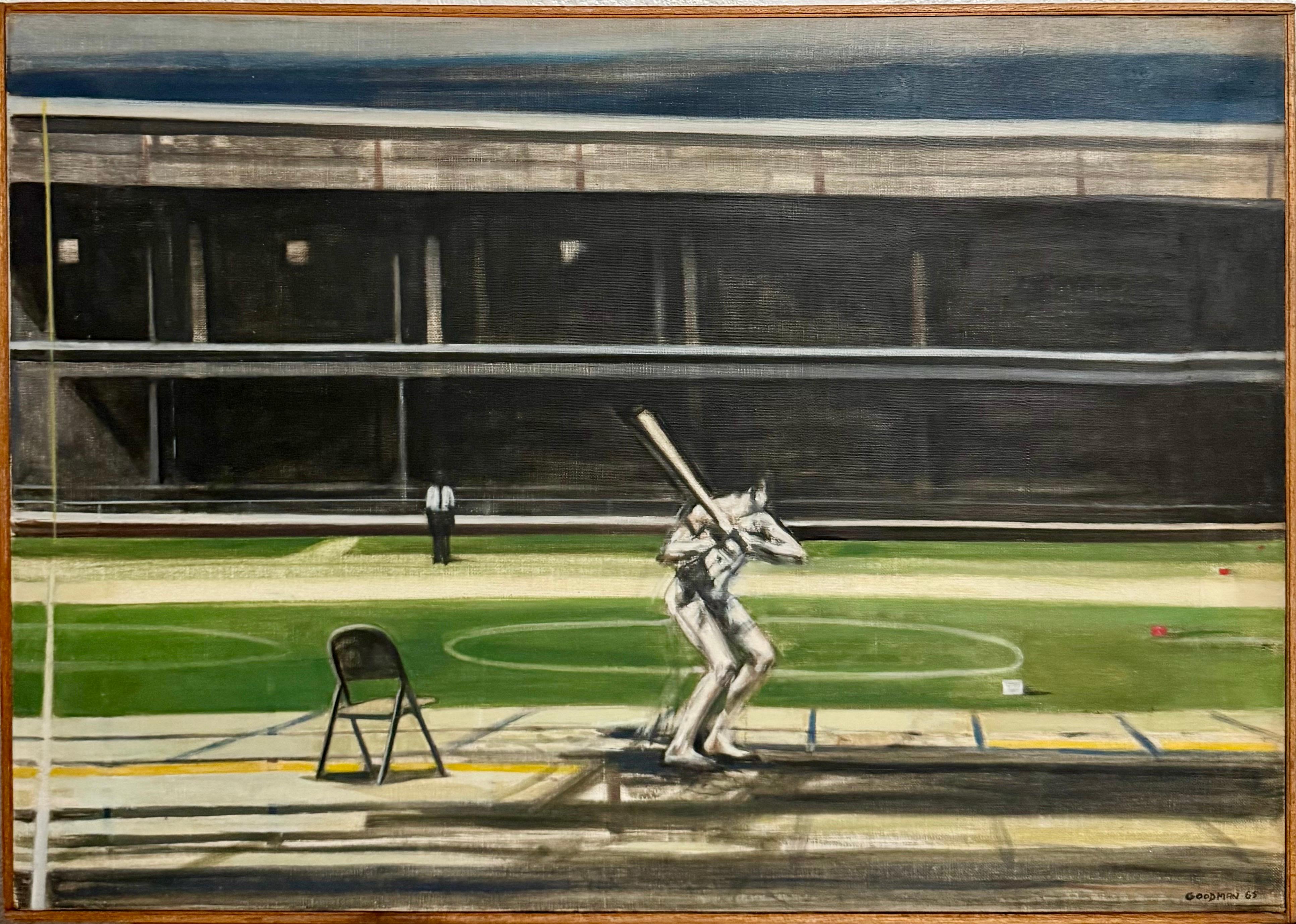 Large American Modernist Oil Painting Baseball Game the Tryout Sidney Goodman For Sale 10