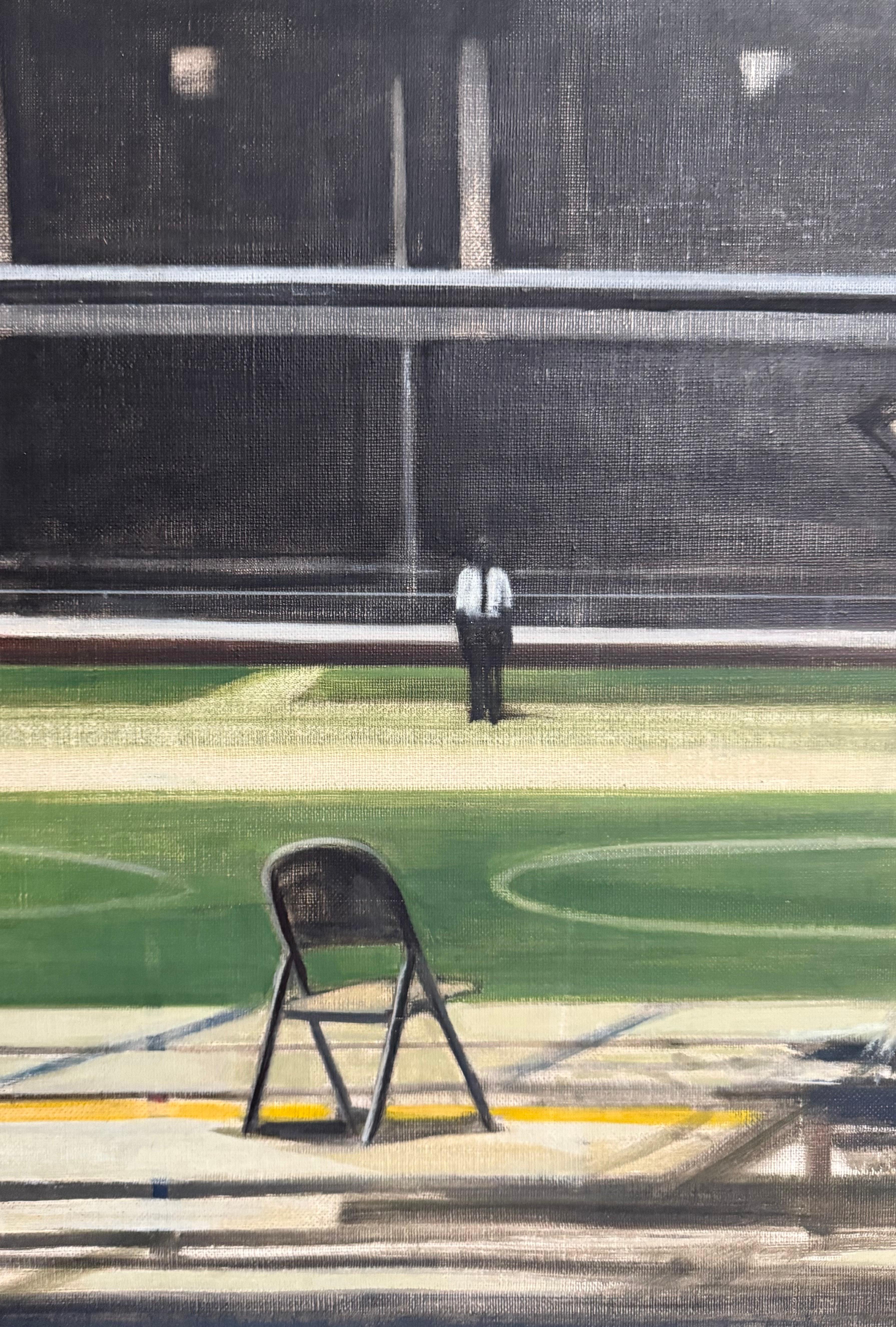 Large American Modernist Oil Painting Baseball Game the Tryout Sidney Goodman For Sale 12