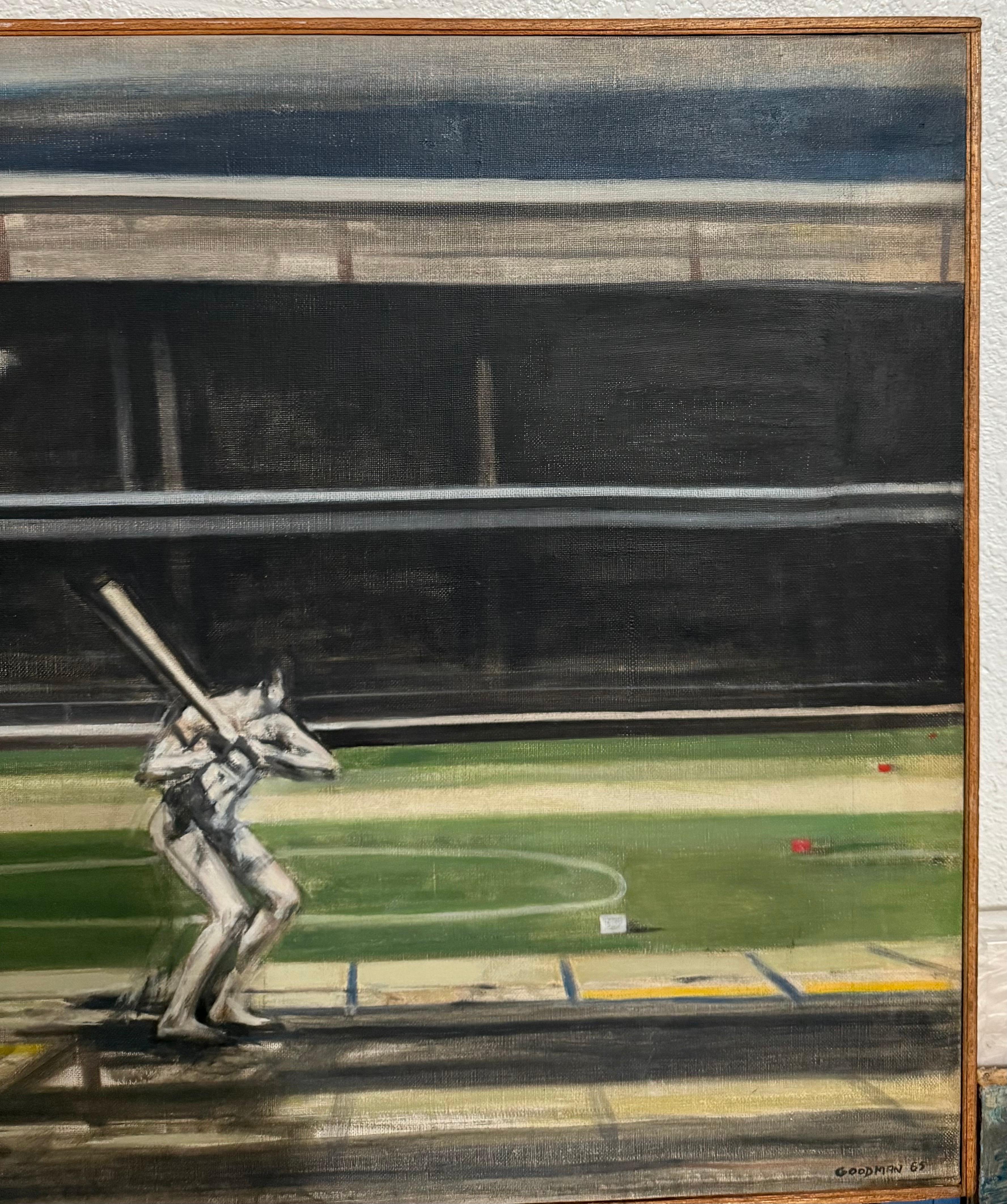 Large American Modernist Oil Painting Baseball Game the Tryout Sidney Goodman For Sale 14