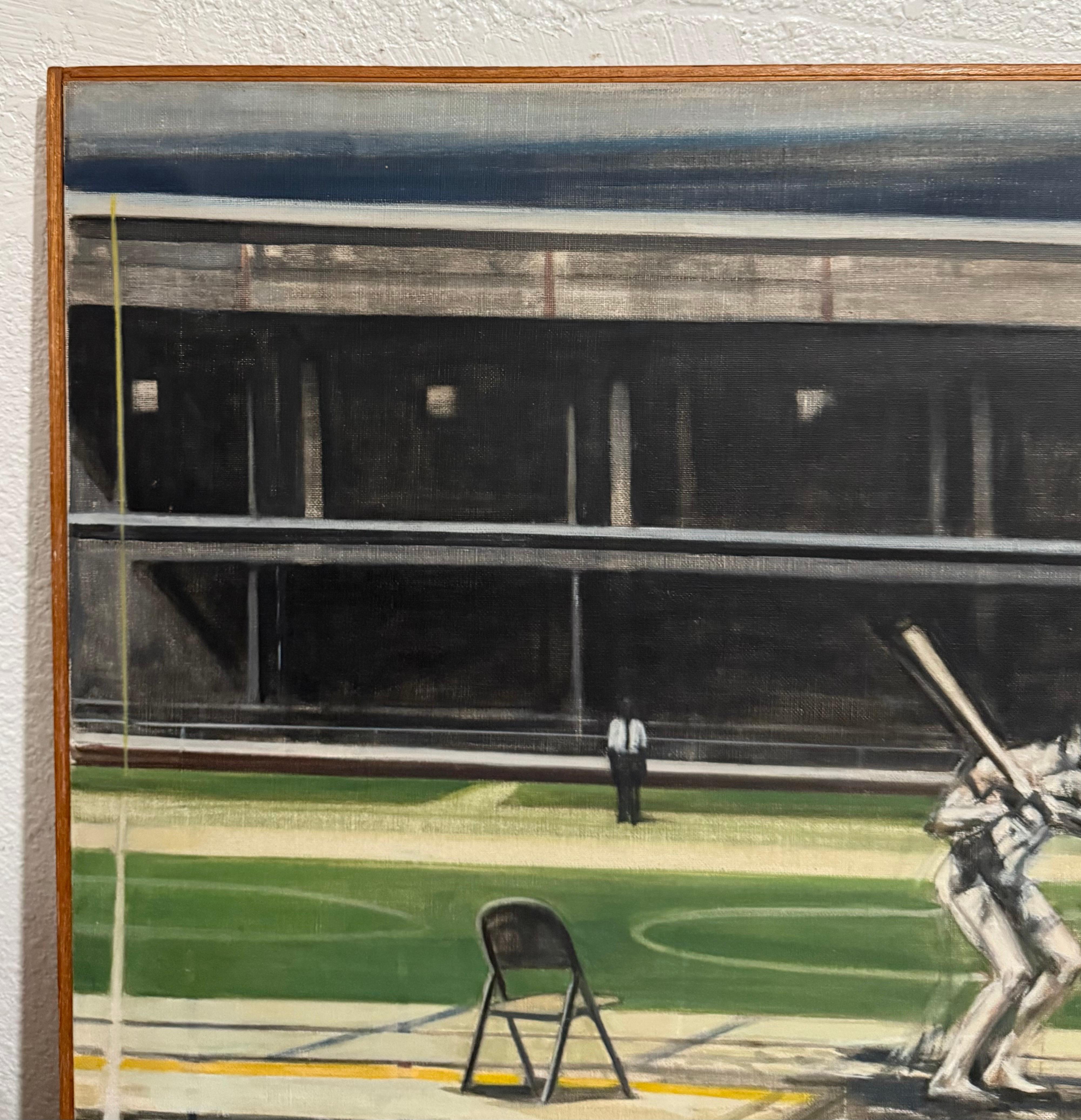 Large American Modernist Oil Painting Baseball Game the Tryout Sidney Goodman For Sale 3