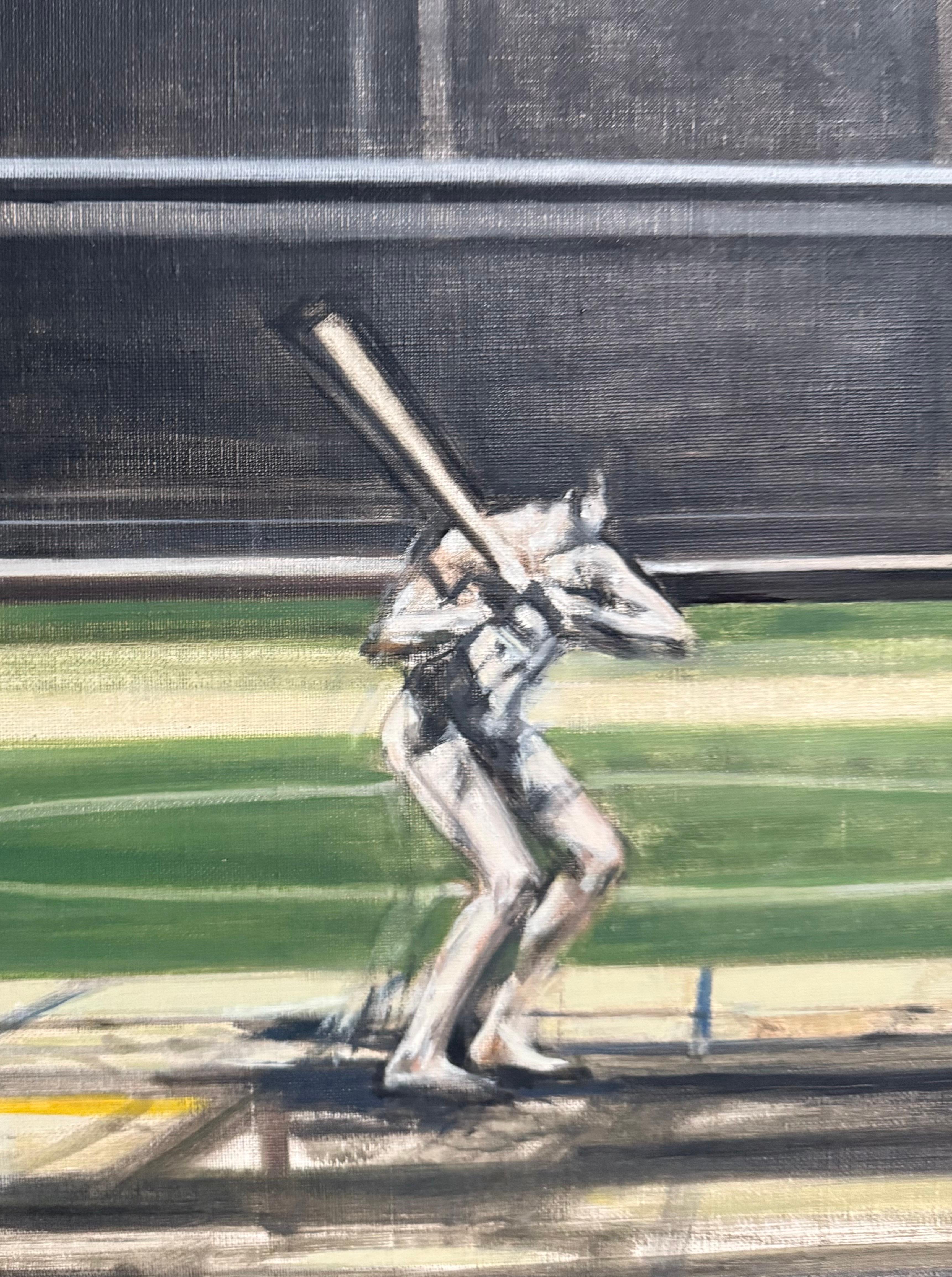 Large American Modernist Oil Painting Baseball Game the Tryout Sidney Goodman For Sale 4