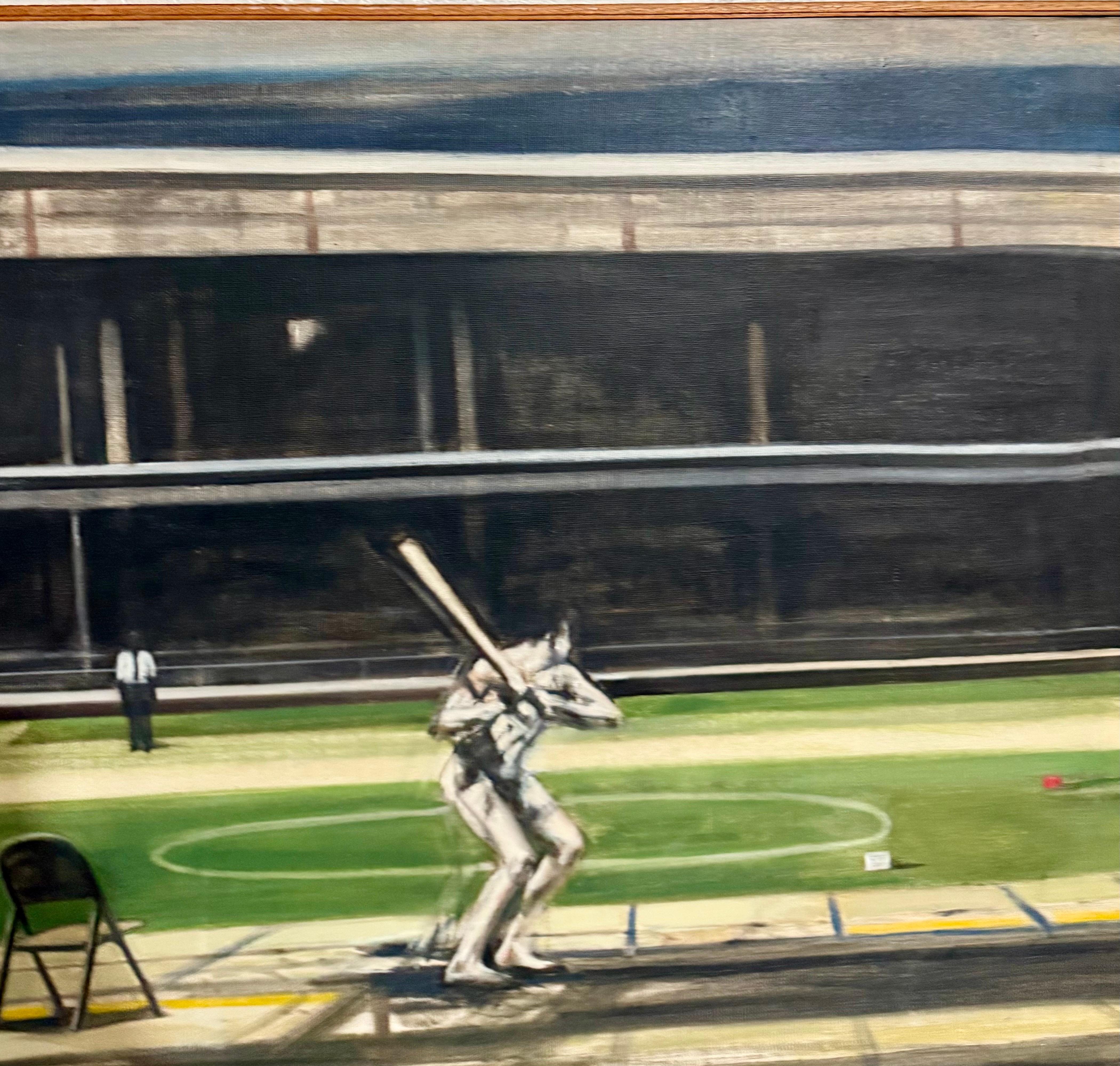 Large American Modernist Oil Painting Baseball Game the Tryout Sidney Goodman For Sale 7