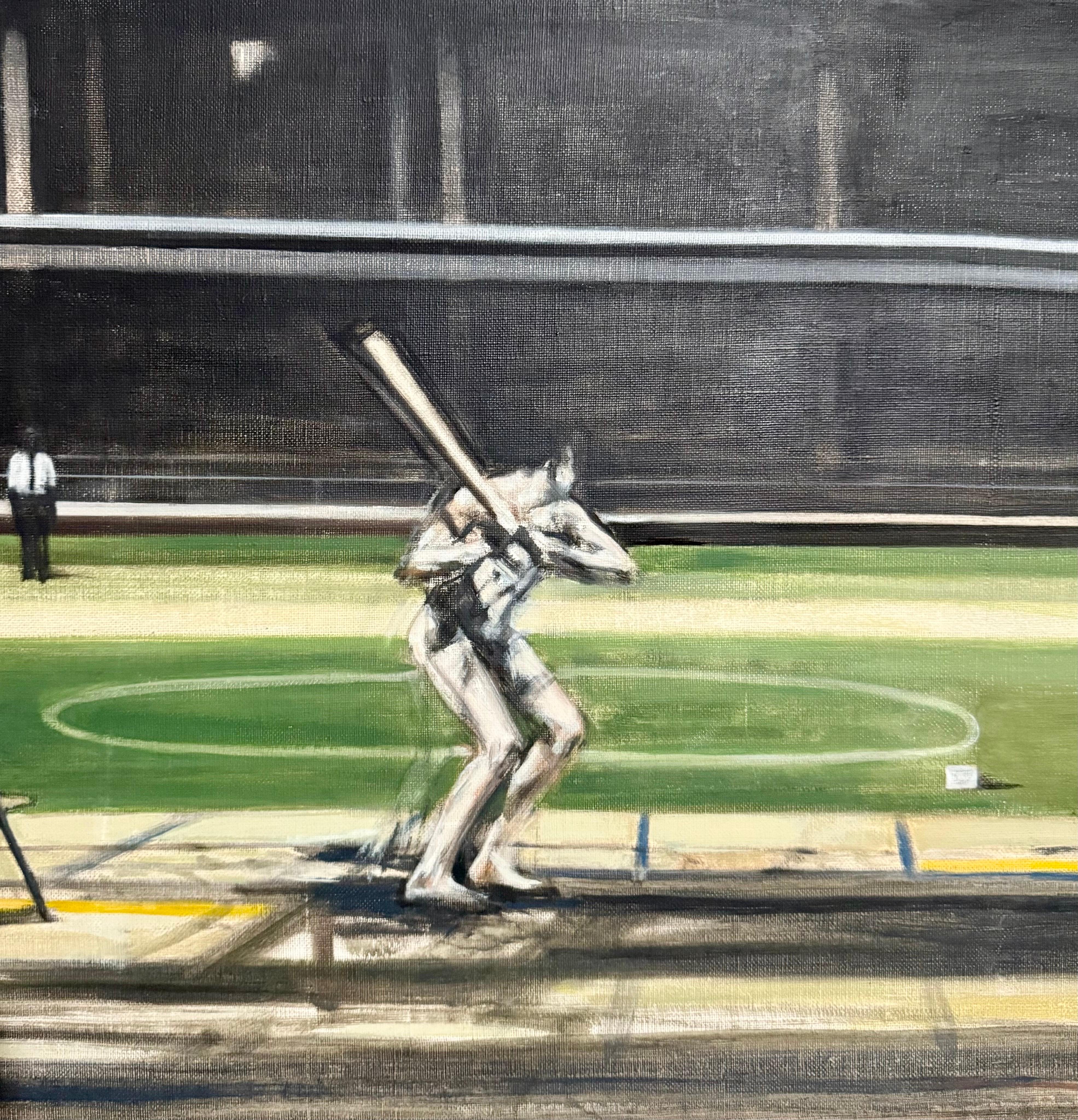 Large American Modernist Oil Painting Baseball Game the Tryout Sidney Goodman For Sale 8