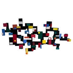 Sidney Gordin Inspired Multi-Colored Steel Wall Hanging Sculpture