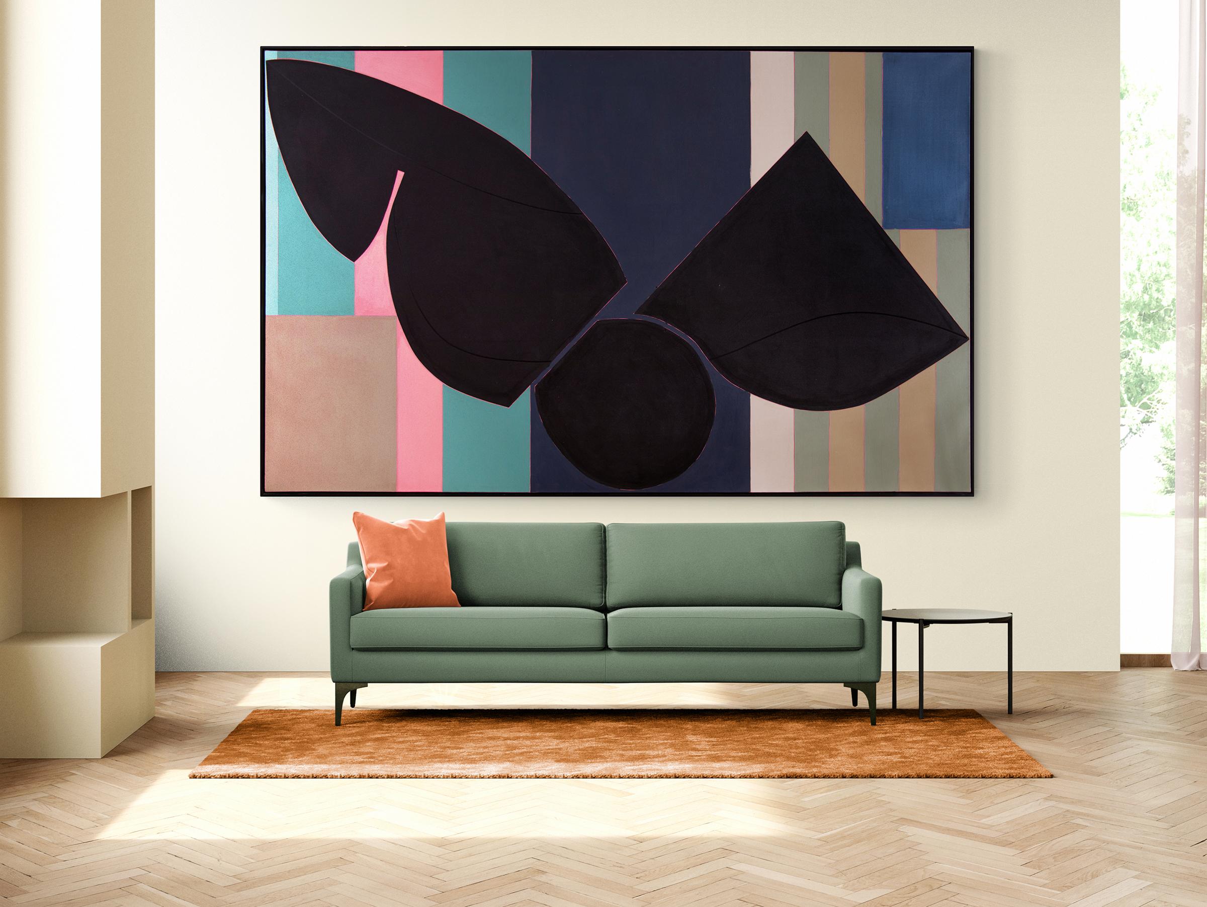 Quadro ad olio astratto di grandi dimensioni degli anni '80 