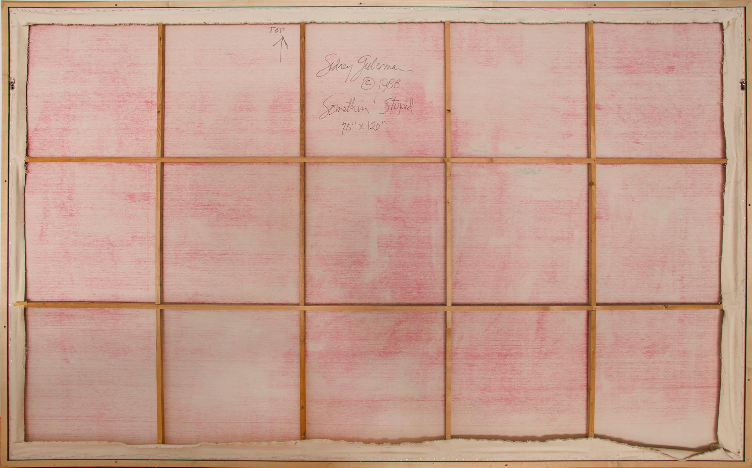Quadro ad olio astratto di grandi dimensioni degli anni '80 
