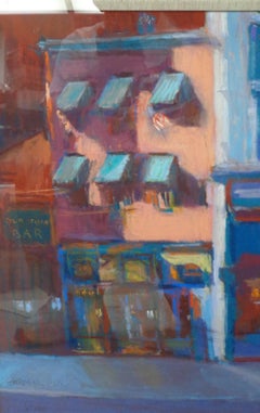 Impressionistic Cityscape Pastel Painting by Sydney Hermel Salmagundi Label