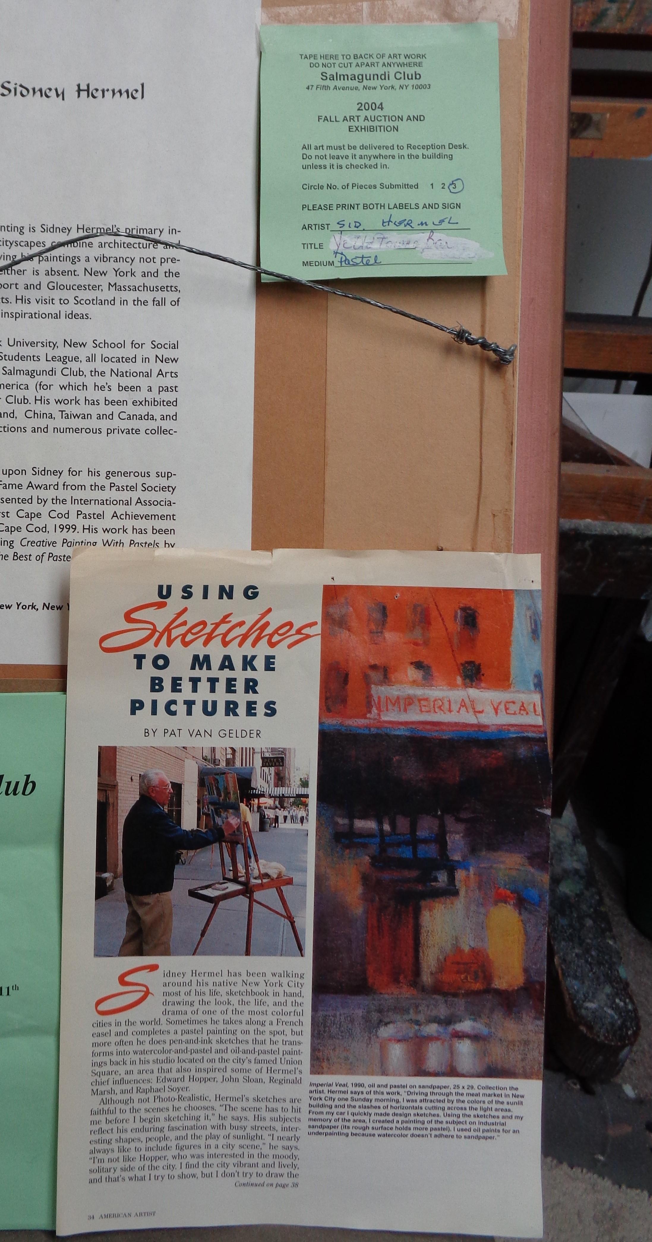 Impressionistic Cityscape Pastel Painting by Sydney Hermel Salmagundi Label For Sale 4