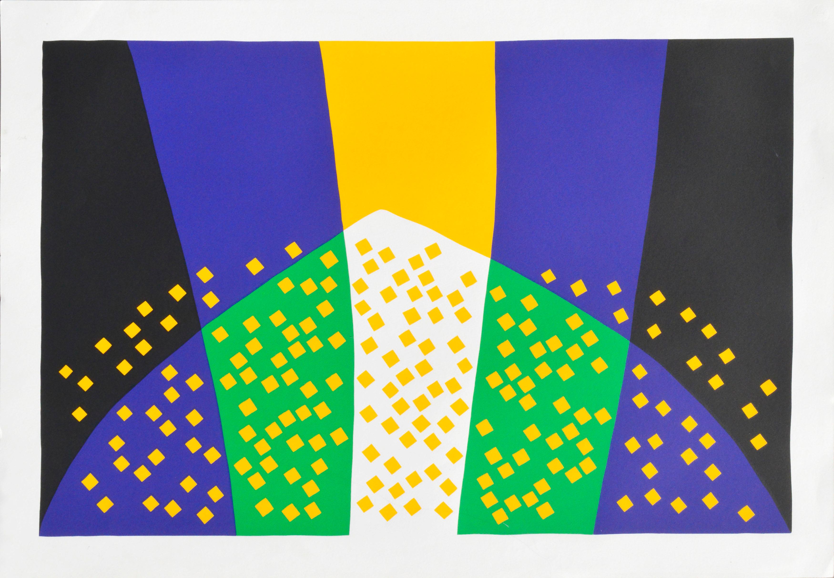 Abstract Painting de Sidney Jonas Budnick - "Cima de la colina" Serigrafía en tinta sobre papel