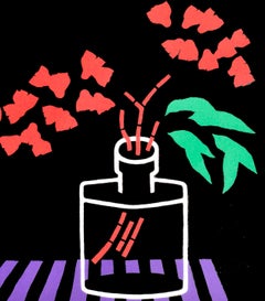 Still-Life botanico con piante da appartamento e rose rosse