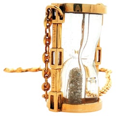 Sidney Mobell 18K Gold Diamond Hourglass Necklace, 1976, Signed Original