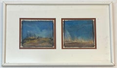 Sidney Robert Nolan Abstract Pastel Landscape Diptych 20th C.