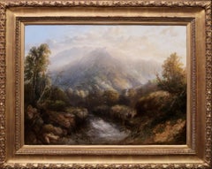 In Glen Nevis - 19th Century Landscape Oil Painting Fishing Scottish Highlands